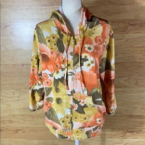 🆕 Caribbean Joe Floral Zip Up Hoodie Size XL